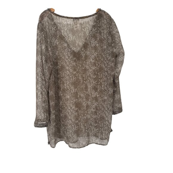 Chicos 3 Sheer Snake Print V-Neck Tunic Top Beaded Embellishments Womens Size XL - Picture 6 of 6